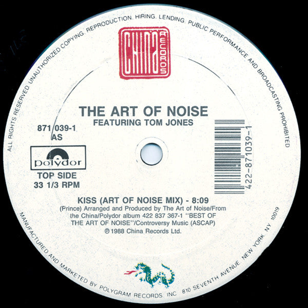 The Art Of Noise Featuring Tom Jones : Kiss (12", Single)