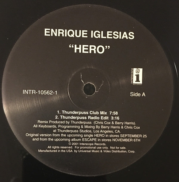 Enrique Iglesias : Hero (Thunderpuss Mixes) (12", Promo)