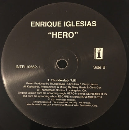 Enrique Iglesias : Hero (Thunderpuss Mixes) (12", Promo)