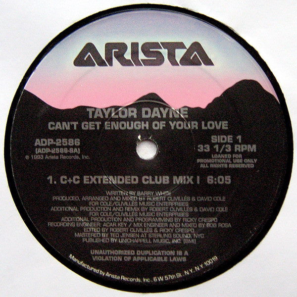 Taylor Dayne : Can't Get Enough Of Your Love (2x12", Promo, Gat)