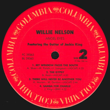 Willie Nelson Featuring the Guitar Of Jackie King : Angel Eyes (LP, Album, Car)