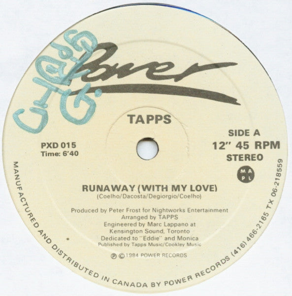 Tapps : Runaway (With My Love) (12")
