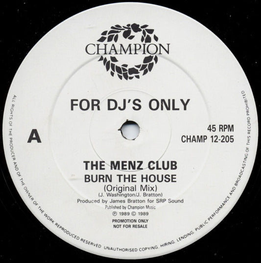 The Menz Club : Burn The House (12", Promo)