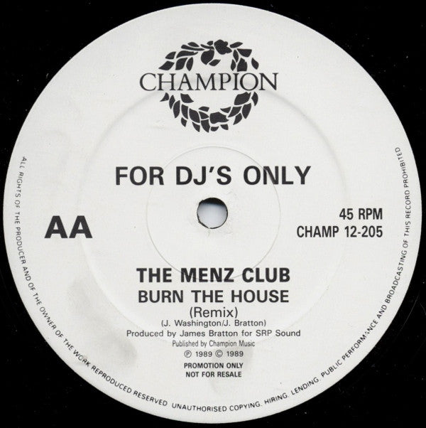 The Menz Club : Burn The House (12", Promo)