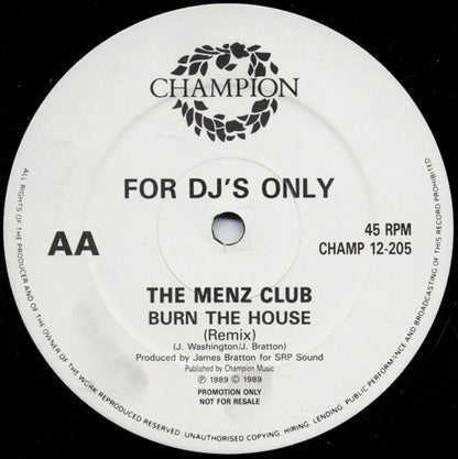 The Menz Club : Burn The House (12", Promo)