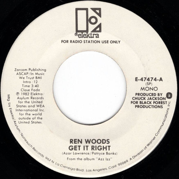 Ren Woods : Get It Right (7", Single, Mono, Promo)