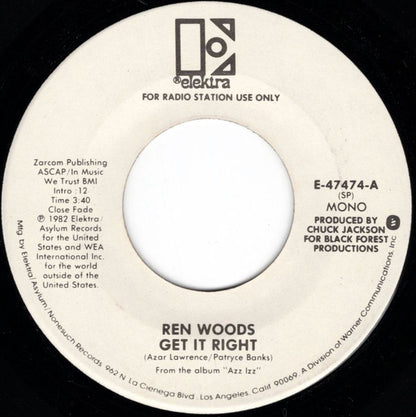 Ren Woods : Get It Right (7", Single, Mono, Promo)