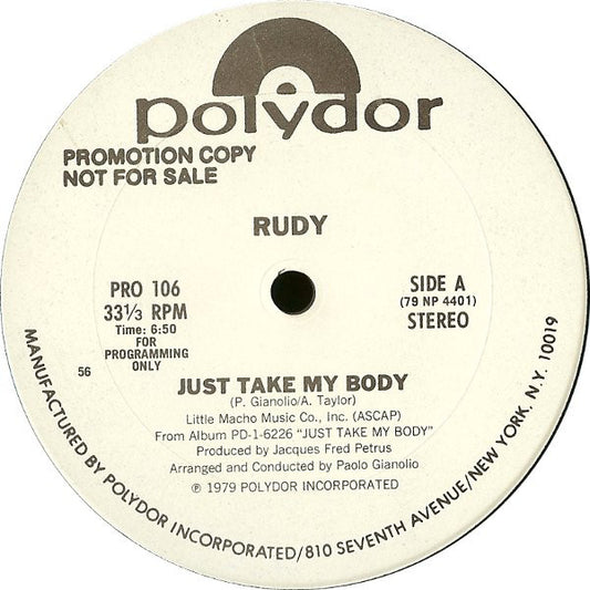 Rudy (18) : Just Take My Body (12", Promo)