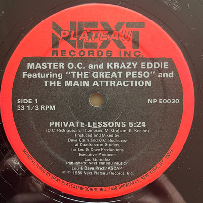 Master O.C. & Krazy Eddie Featuring "The Great Peso"* And The Main Attraction : Private Lessons (12", Single)