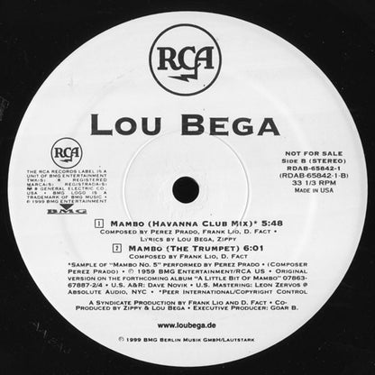 Lou Bega : Mambo No. 5 (A Little Bit Of...) (12", Promo)
