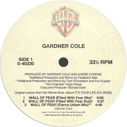 Gardner Cole : Wall Of Fear (12")