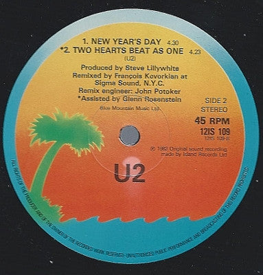 U2 : Two Hearts Beat As One (Club Version) (12", Single, Com)