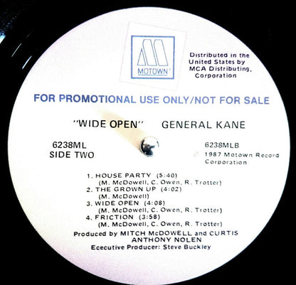 General Kane : Wide Open (LP, Album, Promo)