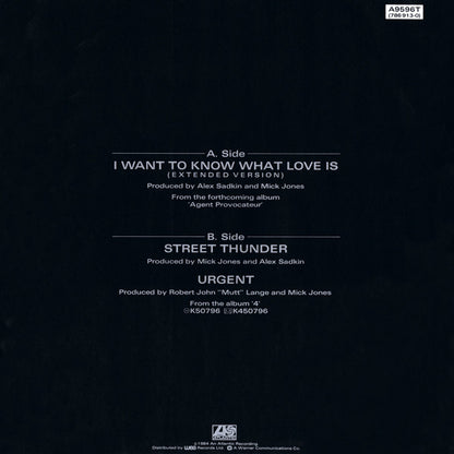 Foreigner : I Want To Know What Love Is (Extended Version) (12", Single, PRS)