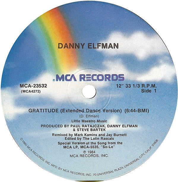 Danny Elfman : Gratitude (12", Single, Pnc)
