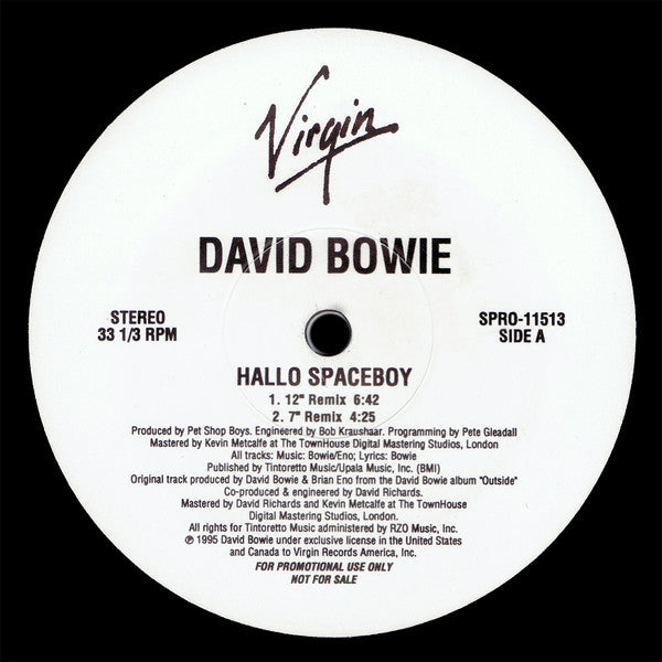 David Bowie : Hallo Spaceboy (Remixes By Pet Shop Boys And Ball & Vauk) (12", Promo)
