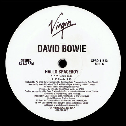 David Bowie : Hallo Spaceboy (Remixes By Pet Shop Boys And Ball & Vauk) (12", Promo)