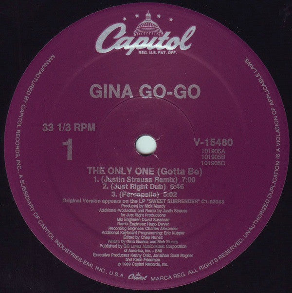 Gina Go-Go : The Only One (Gotta Be) (12", Single)