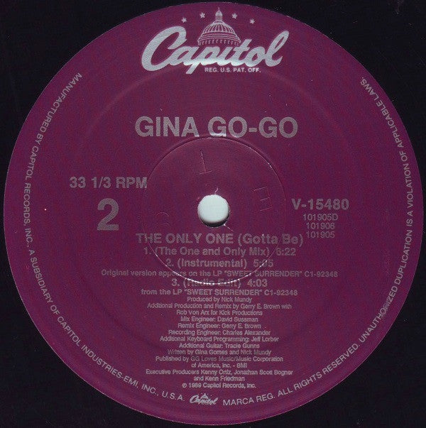 Gina Go-Go : The Only One (Gotta Be) (12", Single)