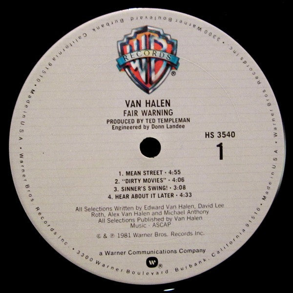 Van Halen : Fair Warning (LP, Album, Club)