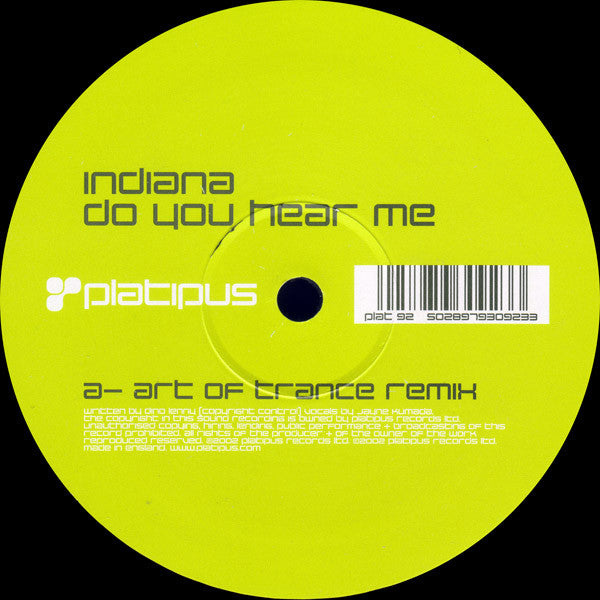Indiana : Do You Hear Me (12", 1/2)