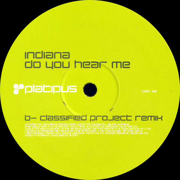 Indiana : Do You Hear Me (12", 1/2)