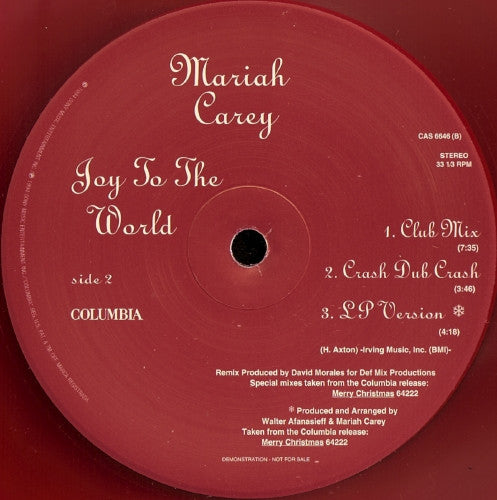 Mariah Carey : Joy To The World (12", Promo, Red)