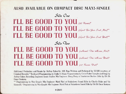 Quincy Jones Featuring Ray Charles And Chaka Khan : I'll Be Good To You (12", Maxi)