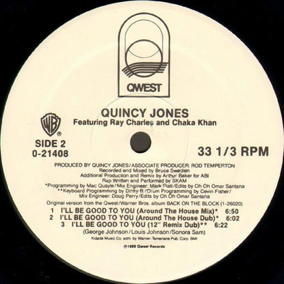 Quincy Jones Featuring Ray Charles And Chaka Khan : I'll Be Good To You (12", Maxi)