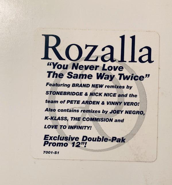 Rozalla : You Never Love The Same Way Twice (2x12", Promo)