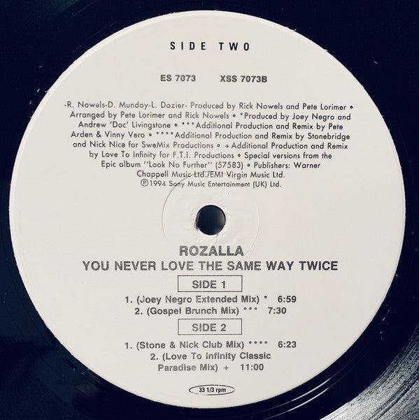 Rozalla : You Never Love The Same Way Twice (2x12", Promo)