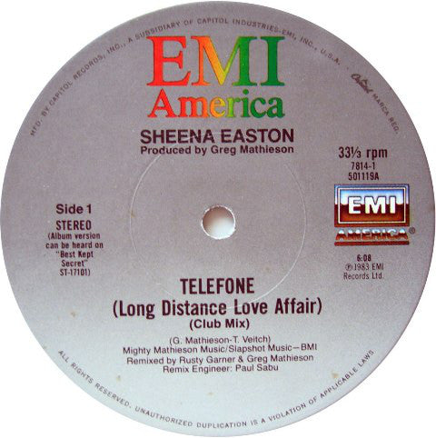 Sheena Easton : Telefone (Long Distance Love Affair) (12")