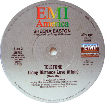 Sheena Easton : Telefone (Long Distance Love Affair) (12")