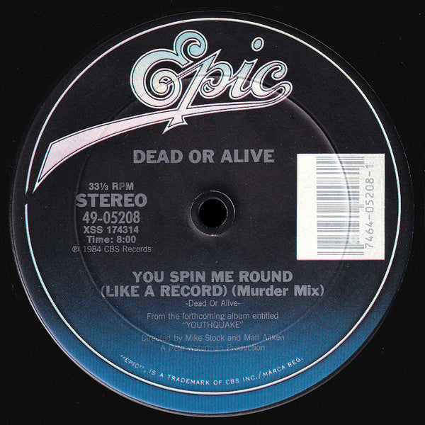 Dead Or Alive : You Spin Me Round (Like A Record) (Murder Mix) (12", Single, Pit)