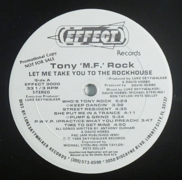 Tony M.F. Rock* : Let Me Take You To The Rockhouse (LP, Album, Promo)