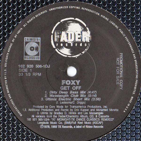 Foxy / Peter Brown (2) : Get Off / Dance With Me (12")