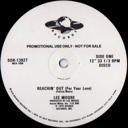 Lee Moore : Reachin' Out (For Your Love) (12", Promo)
