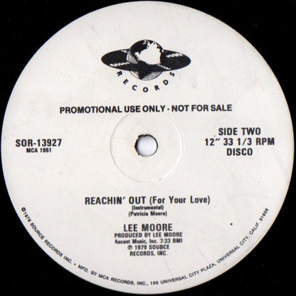 Lee Moore : Reachin' Out (For Your Love) (12", Promo)