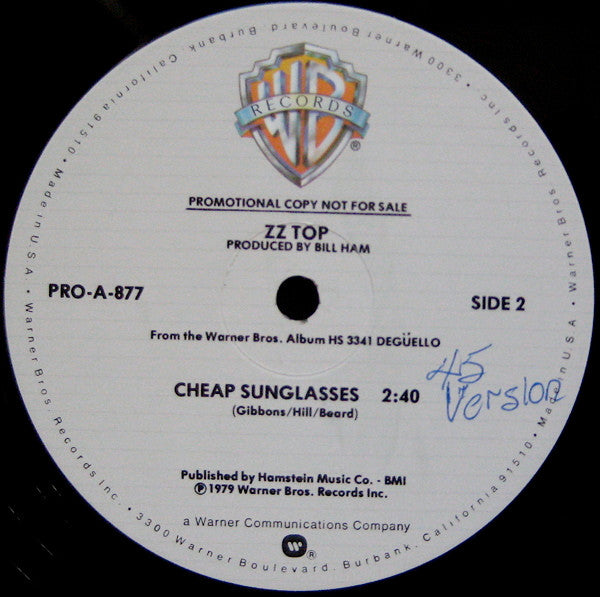 ZZ Top : Cheap Sunglasses (12", Promo)