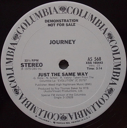 Journey : Just The Same Way (12", Mono, Promo)