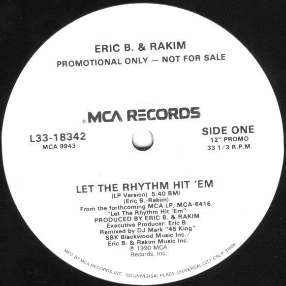 Eric B. & Rakim : Let The Rhythm Hit 'Em (12", Promo)