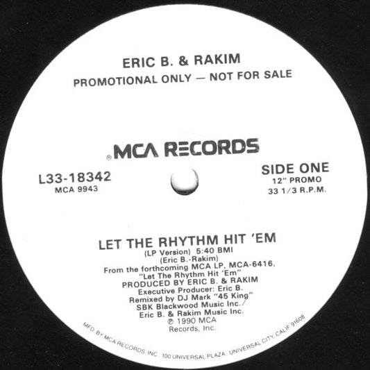 Eric B. & Rakim : Let The Rhythm Hit 'Em (12", Promo)