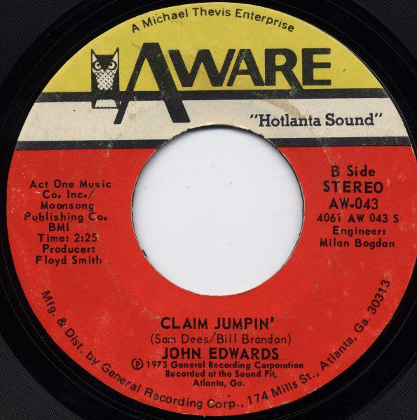 John Edwards (3) : Careful Man / Claim Jumpin' (7", Single, Styrene, Ric)