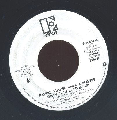 Patrice Rushen And D.J. Rogers* : Givin' It Up Is Givin' Up (7", Single, Promo)