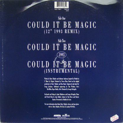 Barry Manilow : Could It Be Magic 1993 (12", Single)