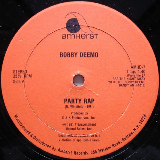 Bobby Deemo* : Party Rap (12", Single)