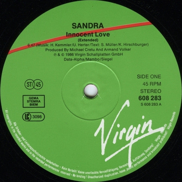 Sandra : Innocent Love (12", Single)