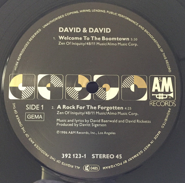David + David : Welcome To The Boomtown (12")