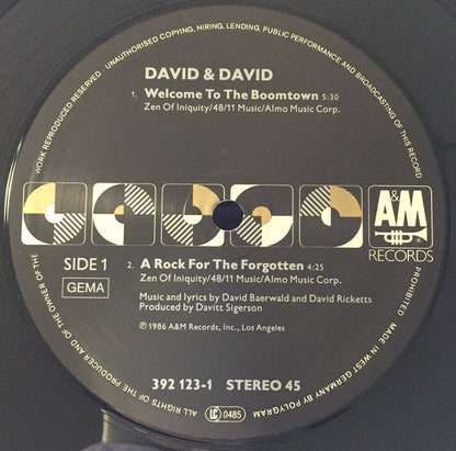 David + David : Welcome To The Boomtown (12")