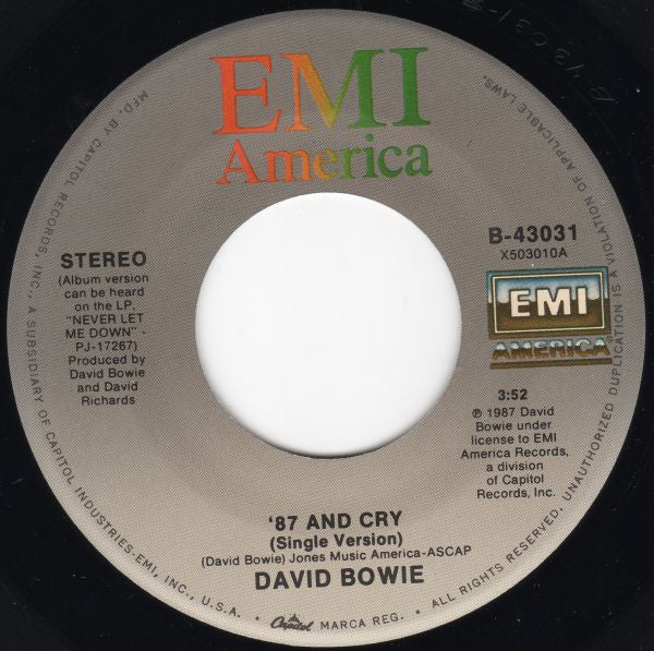 David Bowie : Never Let Me Down (Single Version) (7", Single)